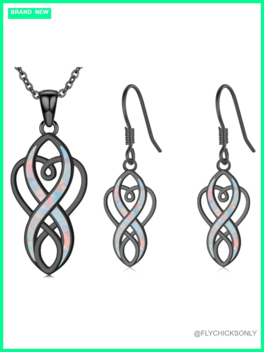925 Sterling Silver Celtic Knot Necklace Earrings Opal Pendant